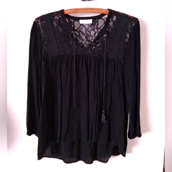 BLACK LACED TUNIC TOP -XS - Picture 1 of 2